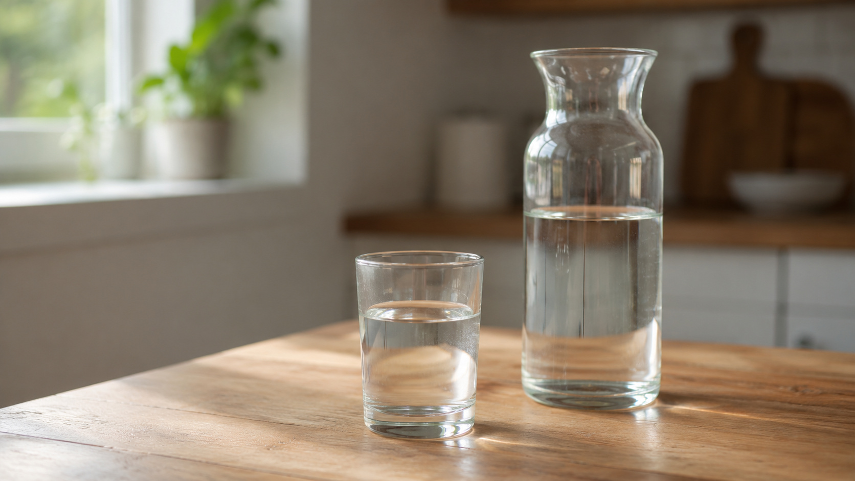 Vaso de agua sobre mesa